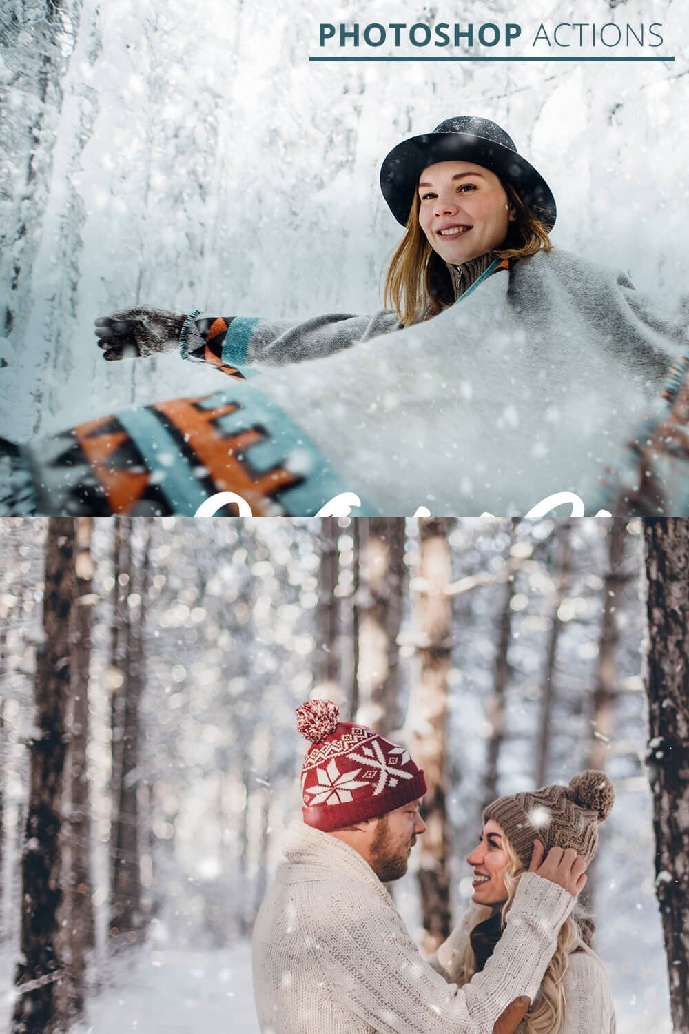 Winter Mood Actions for Photoshop pinterest preview image.