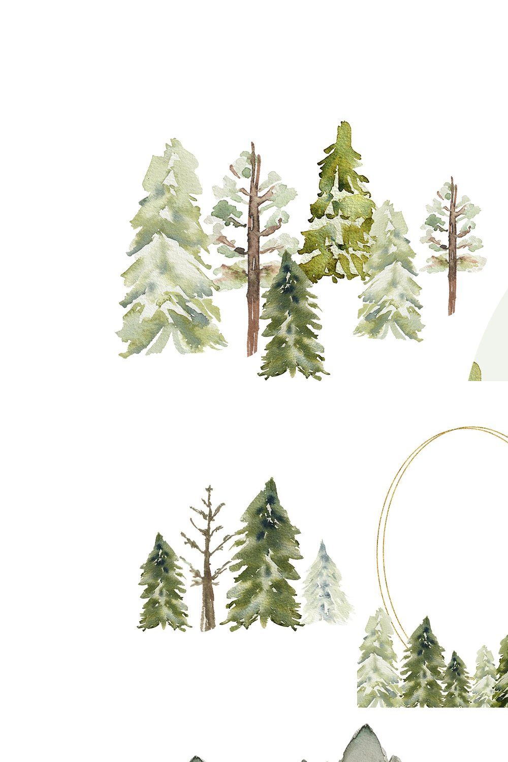 Winter Mountain Pine Trees Frame pinterest preview image.