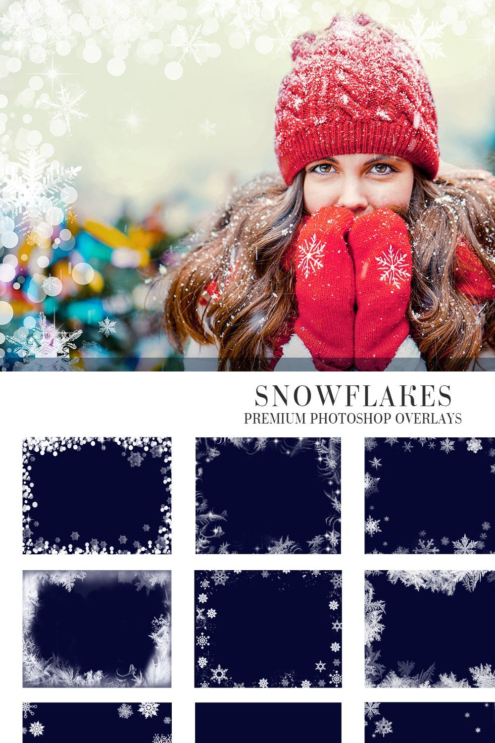 Winter Overlays Photoshop pinterest preview image.