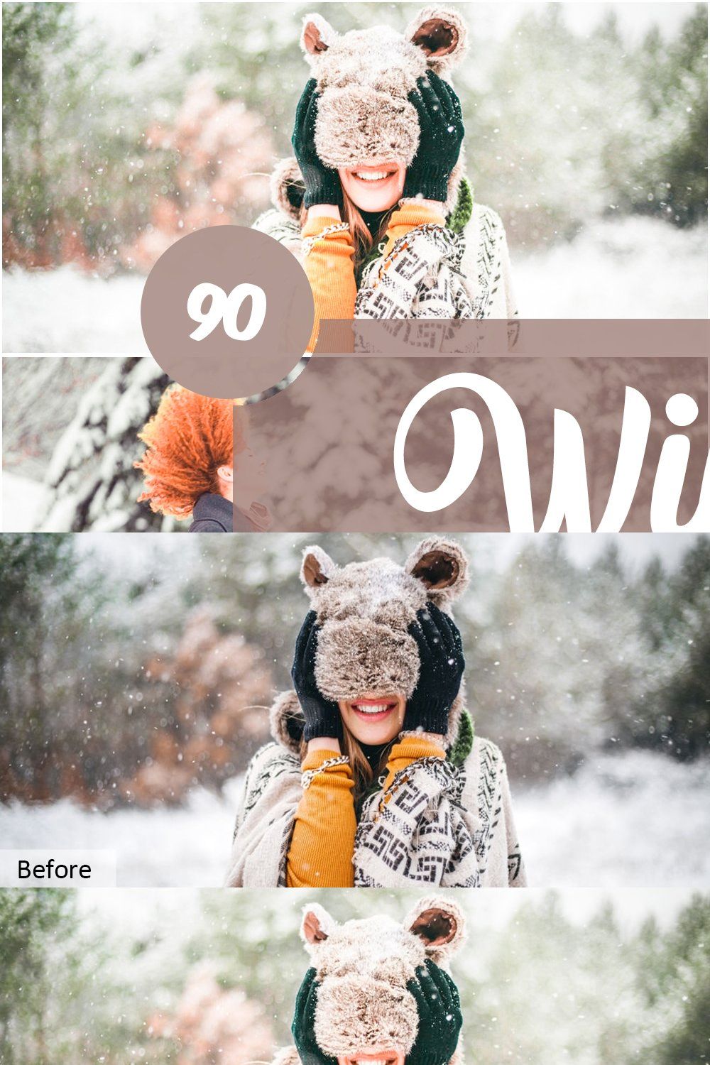 Winter Photoshop Actions pinterest preview image.