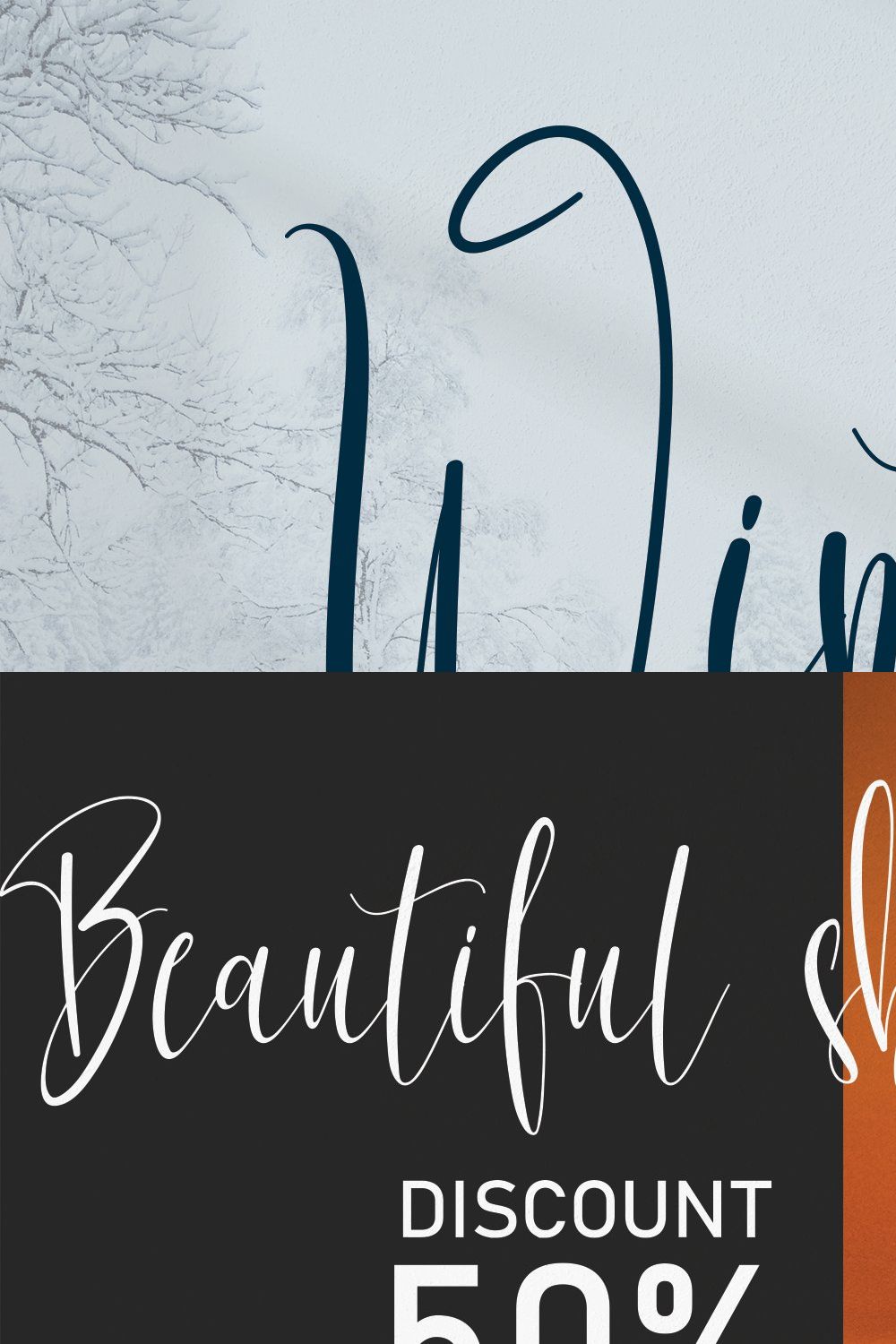 Winter | Script font pinterest preview image.