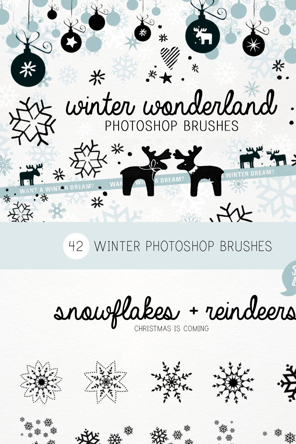Winter Wonderland photoshop brushes pinterest preview image.