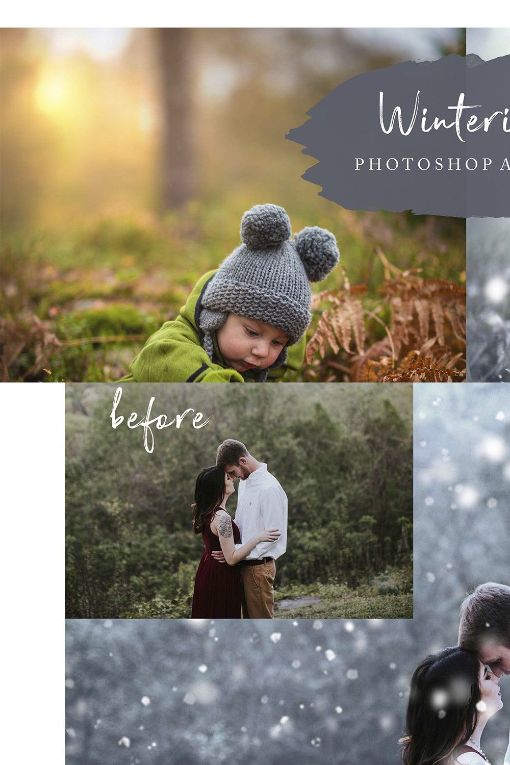Winterize Action AND Snow Overlay pinterest preview image.