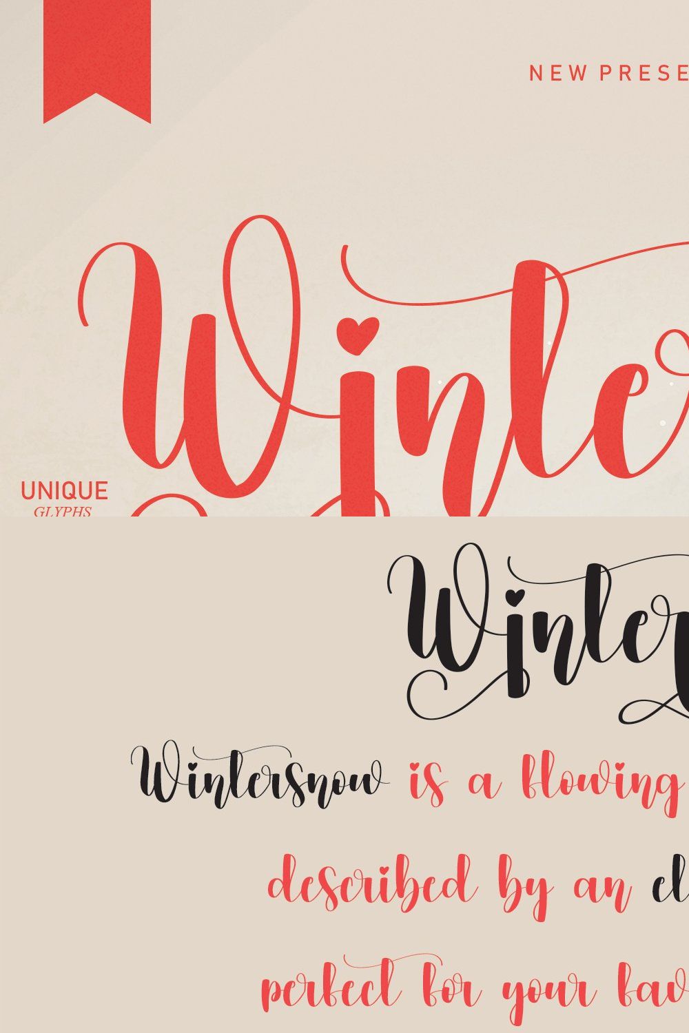 Winterlove | Script font pinterest preview image.