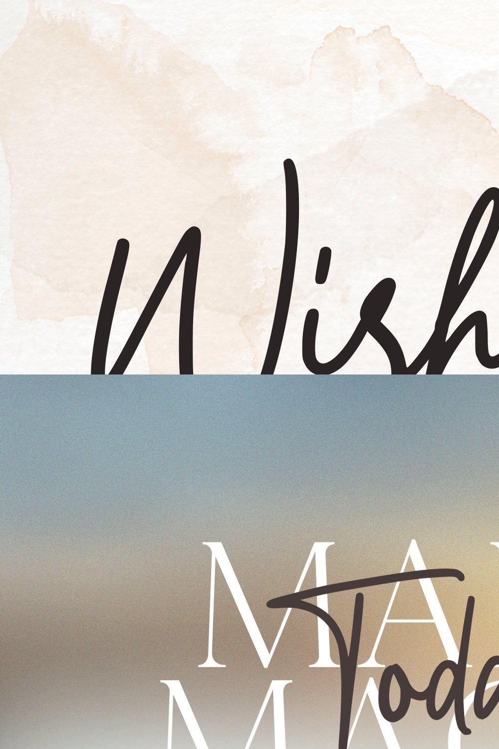 Wishless - Modern Signature Font pinterest preview image.