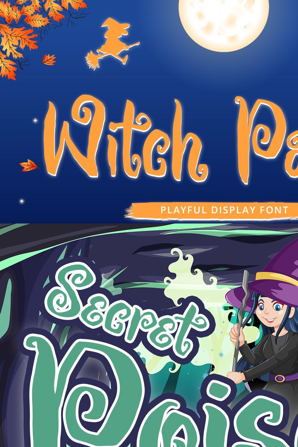 Witch Party - Playful Display Font pinterest preview image.