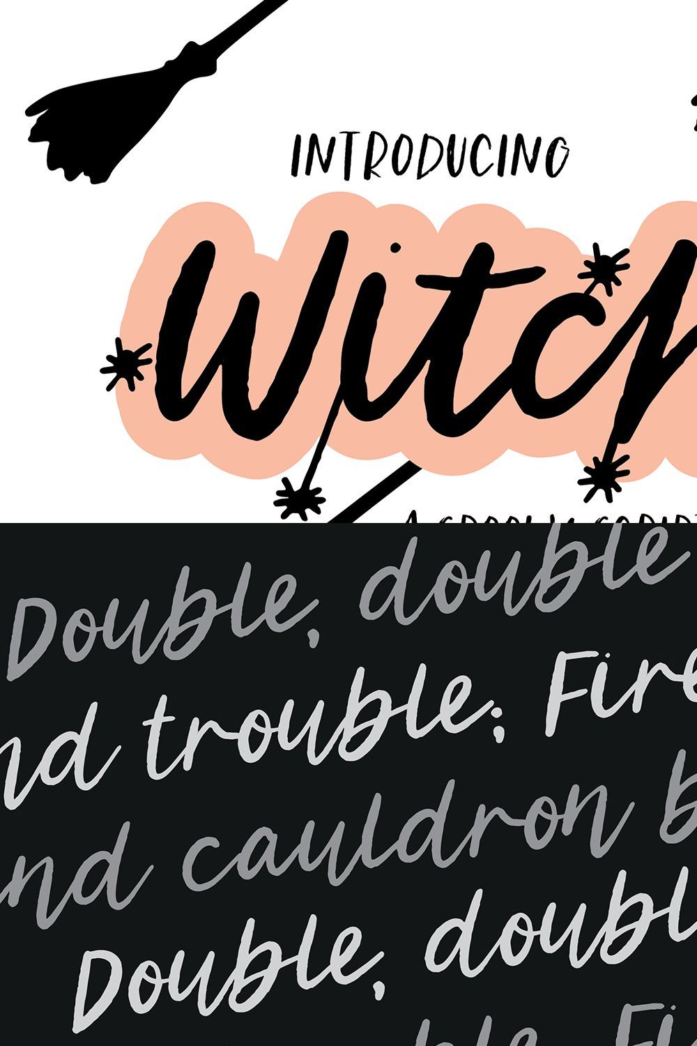 WITCHY a Halloween Script Font pinterest preview image.