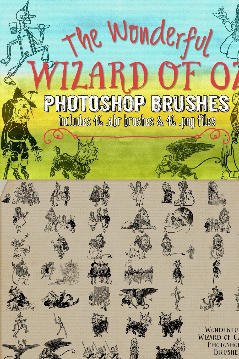 Wizard of Oz Photoshop Brushes pinterest preview image.