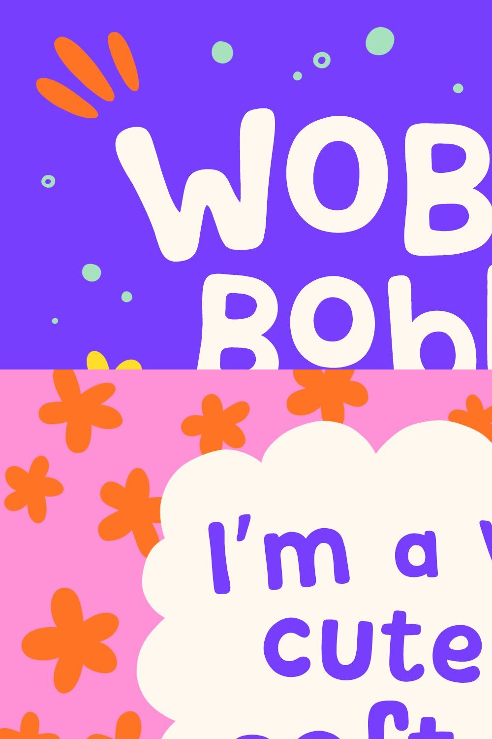Wobbly Bobbly - Handwritten font pinterest preview image.