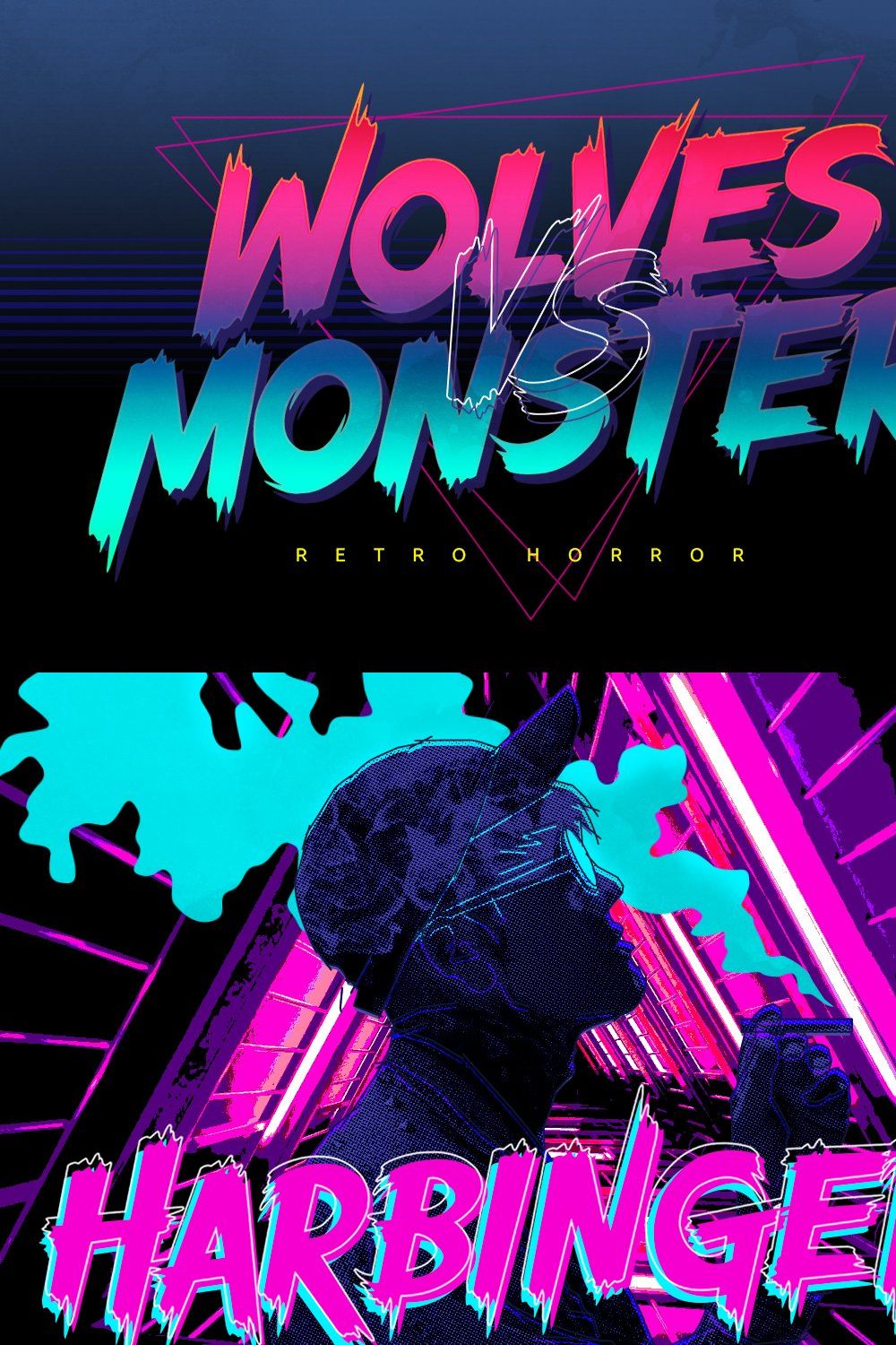 Wolves Vs Monster - Retro Horror pinterest preview image.