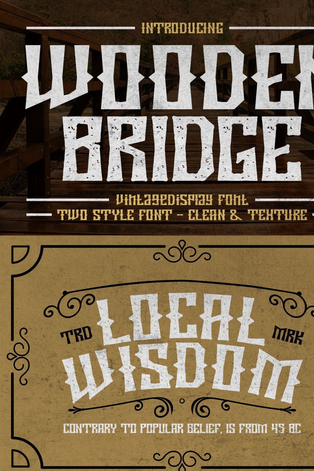 Wooden Bridge - Vintage Display Font pinterest preview image.