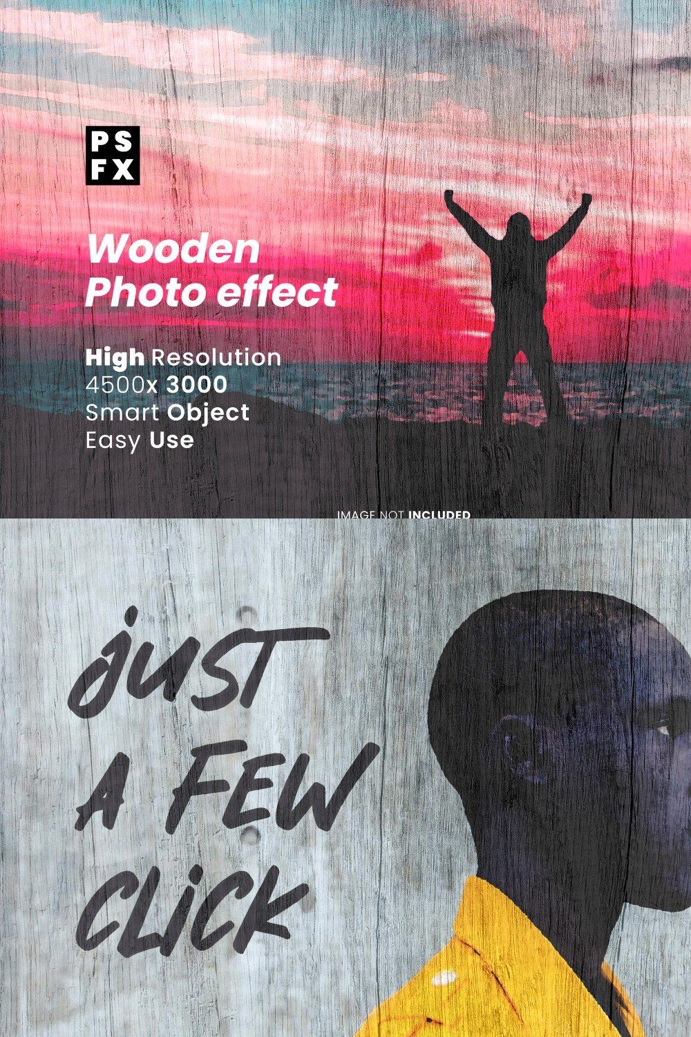Wooden Photo Effect Psd pinterest preview image.