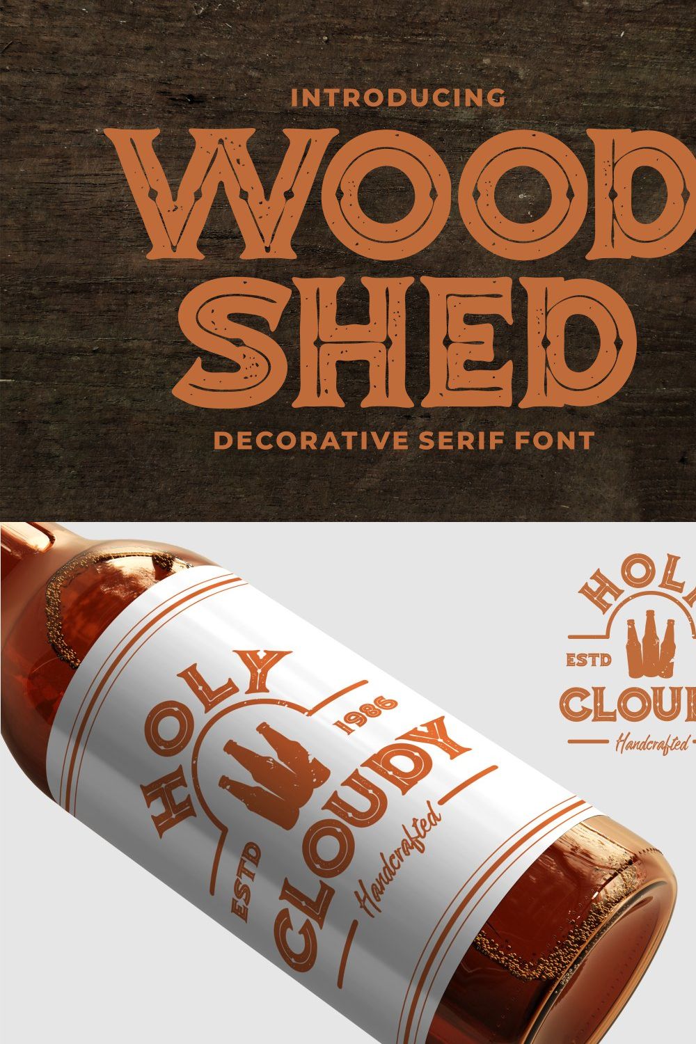 Woodshed - Decorative Serif Font pinterest preview image.