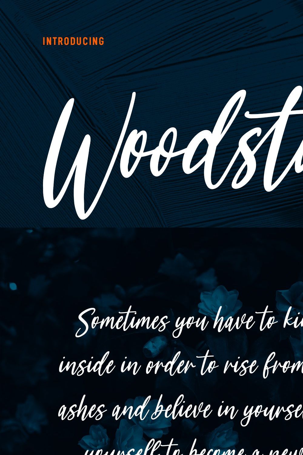 Woodstark Script Brush Font pinterest preview image.