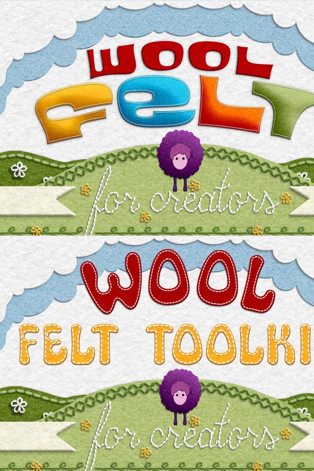 Wool Felt Tool Kit for Photoshop pinterest preview image.