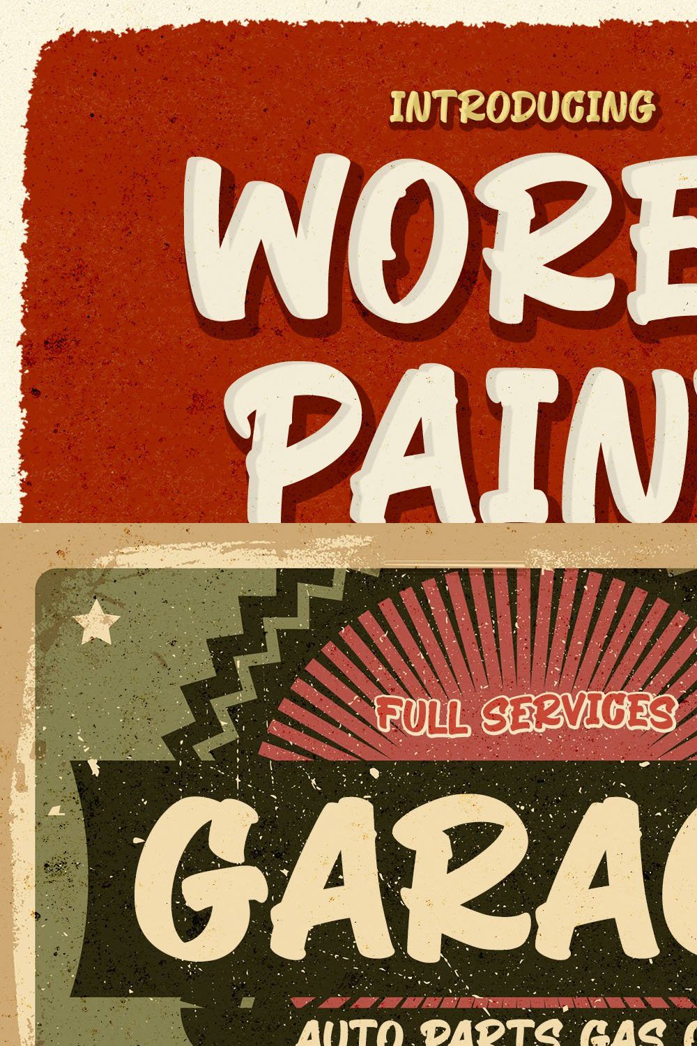 Wores Paint - Retro Display Font pinterest preview image.