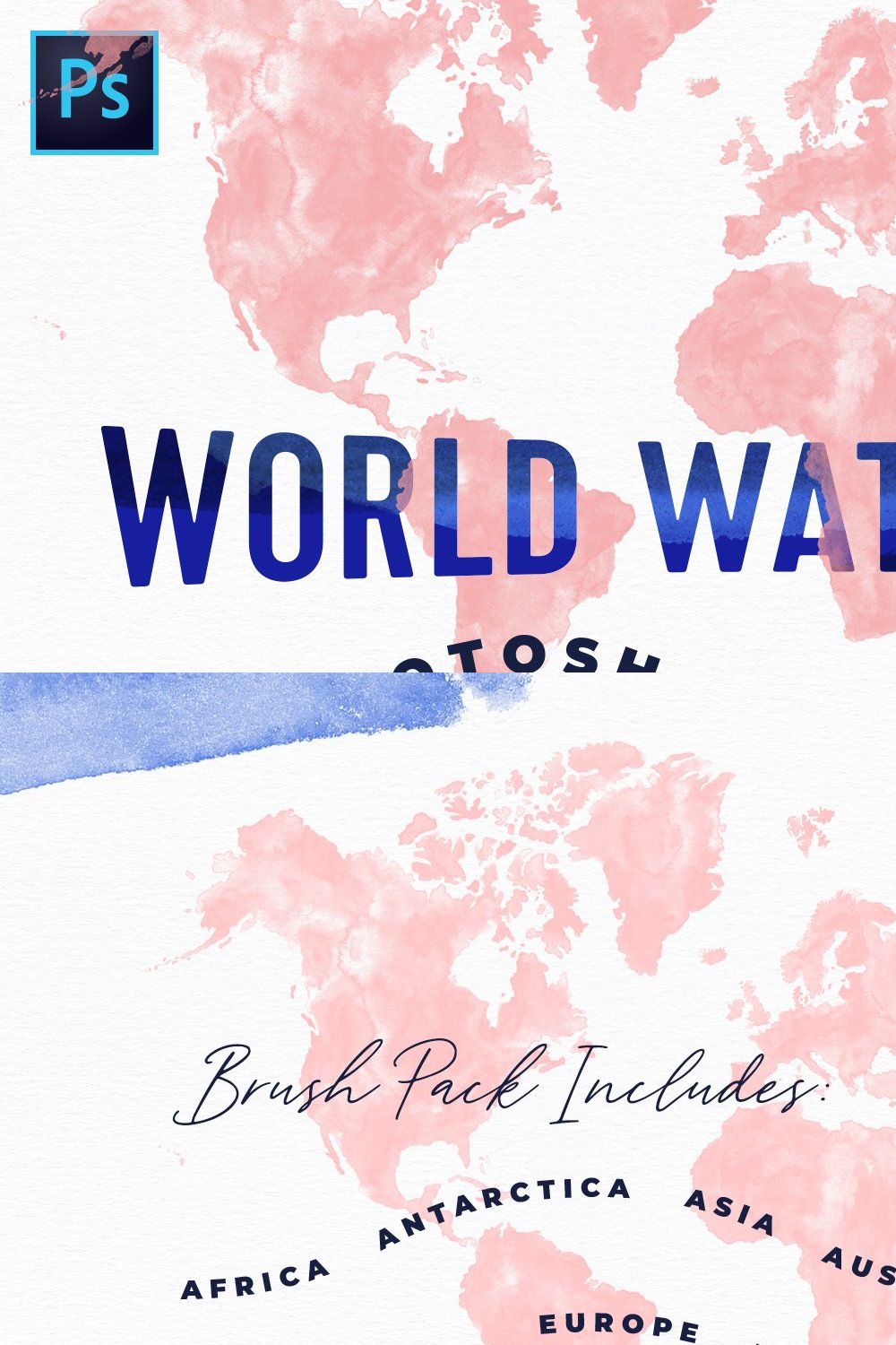 World Watercolor PS Brush Pack pinterest preview image.