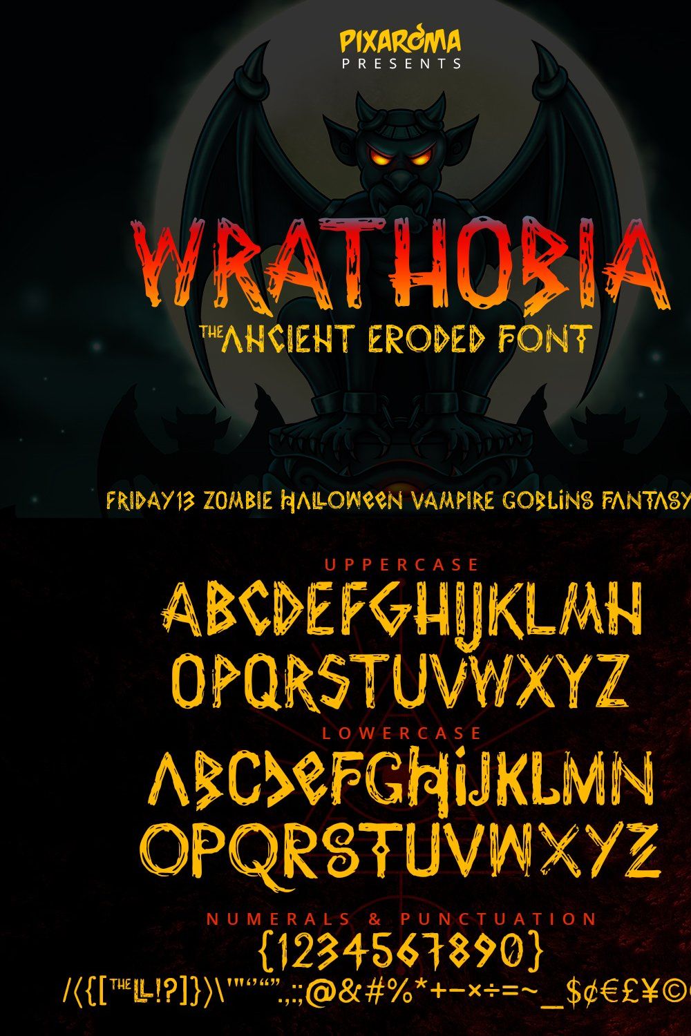 Wrathobia Display Font pinterest preview image.