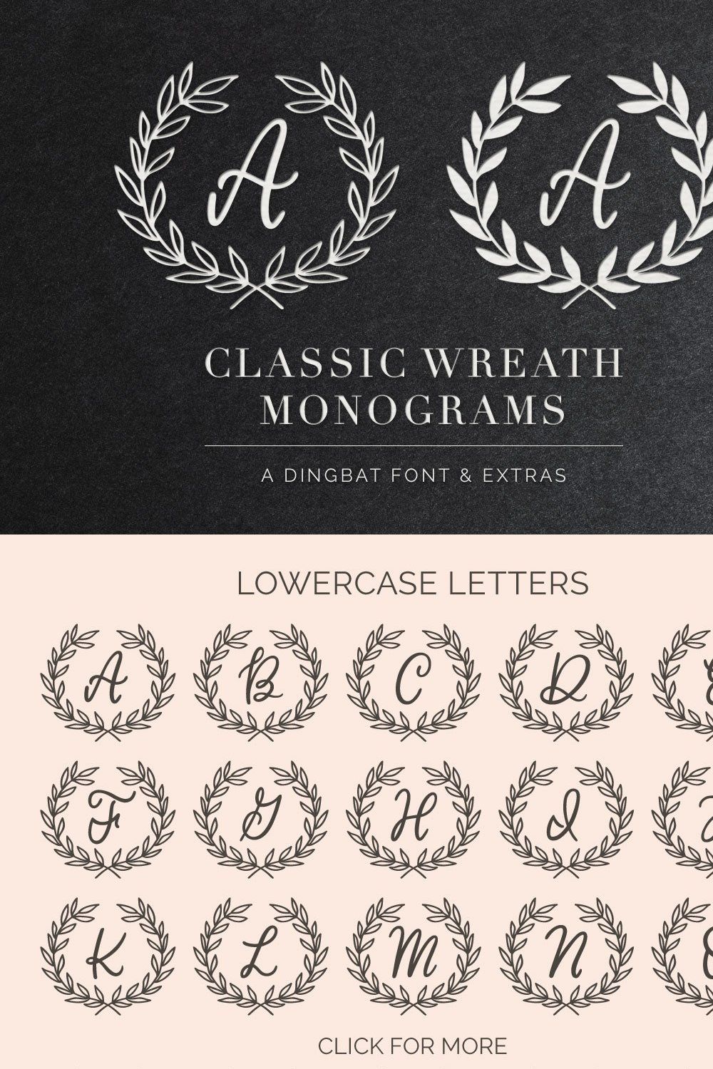 Wreath Monograms Dingbat Font pinterest preview image.