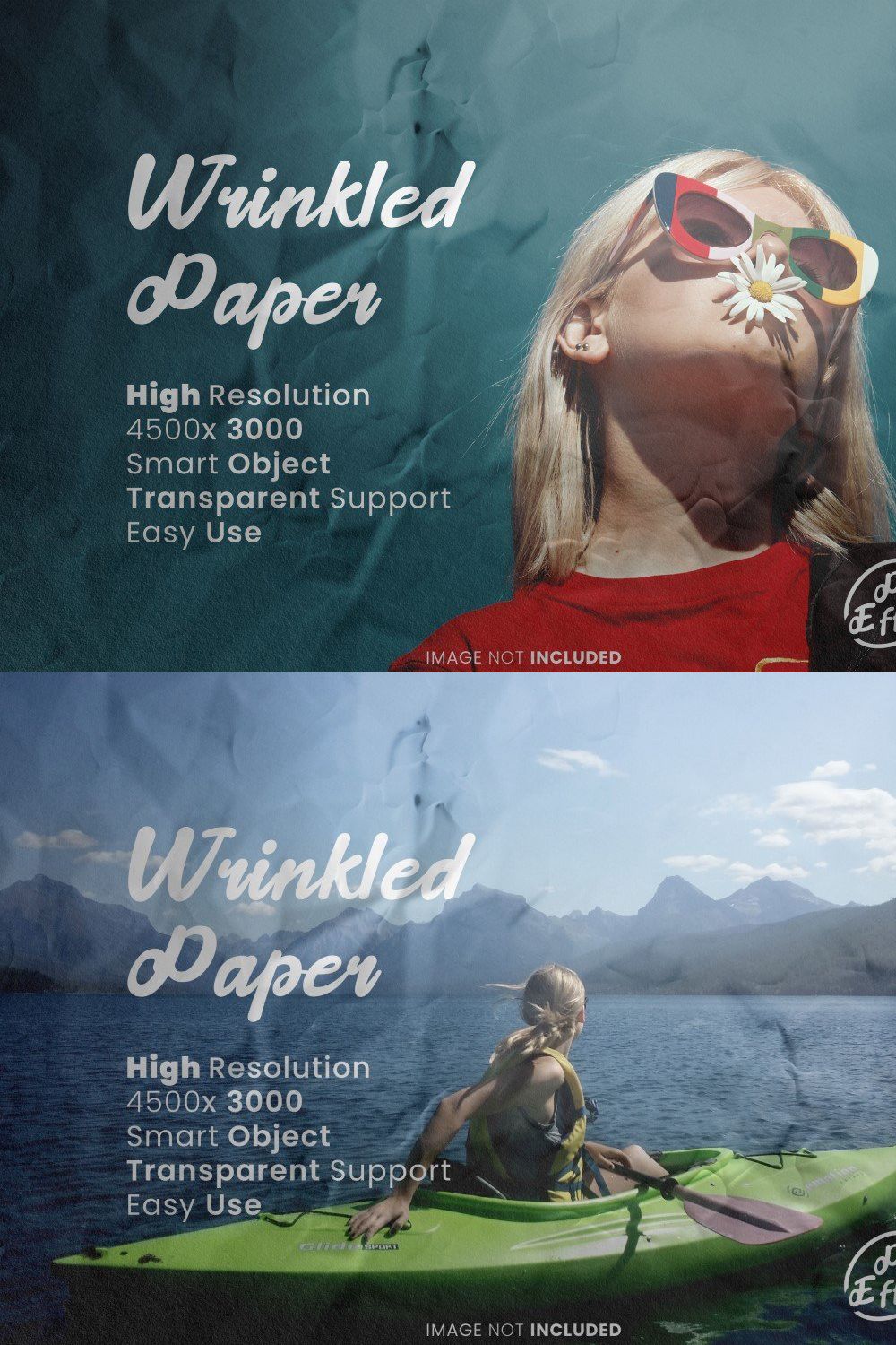 Wrinkled Paper Photo Effect Psd pinterest preview image.