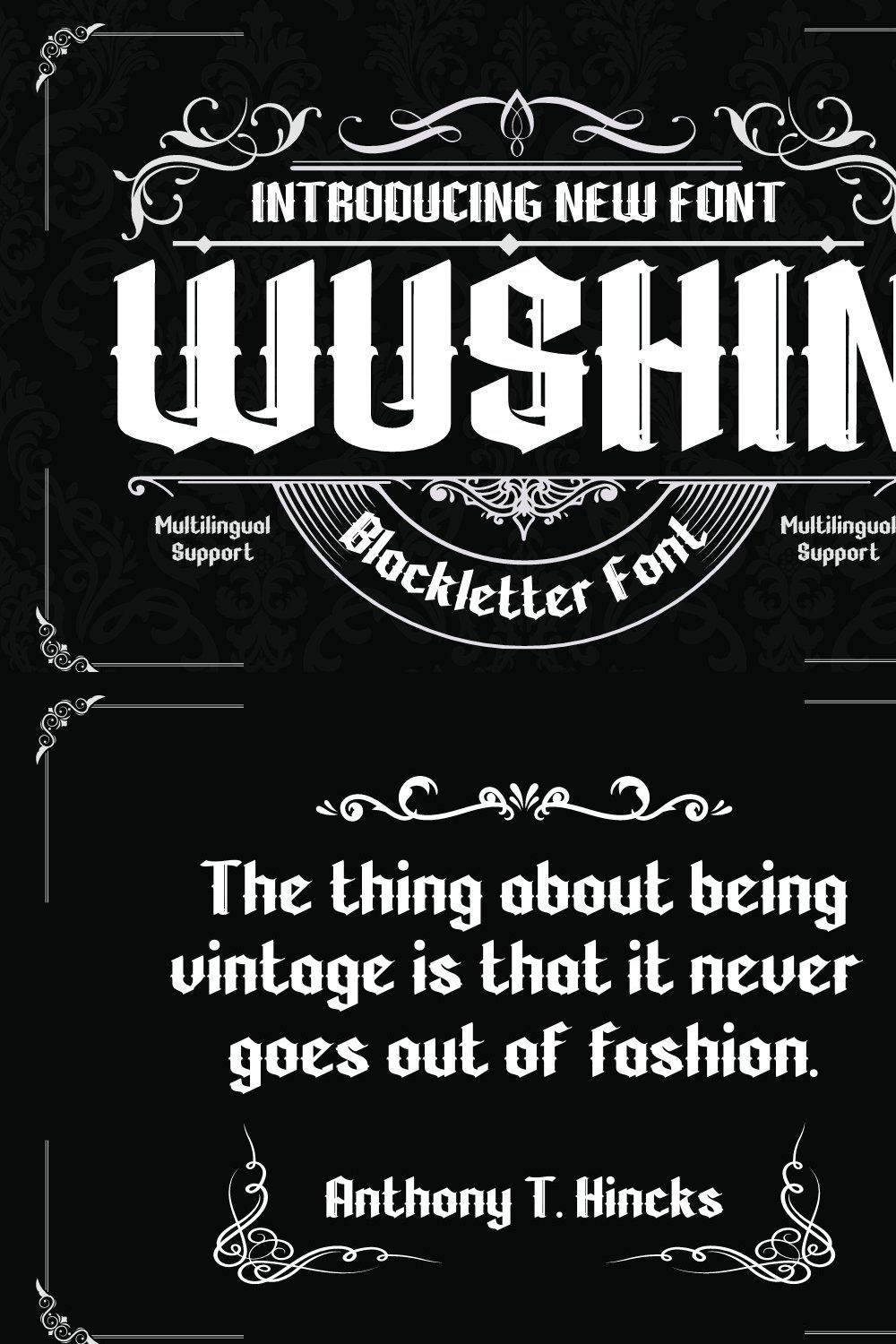 WUSHIN Blackletter font pinterest preview image.