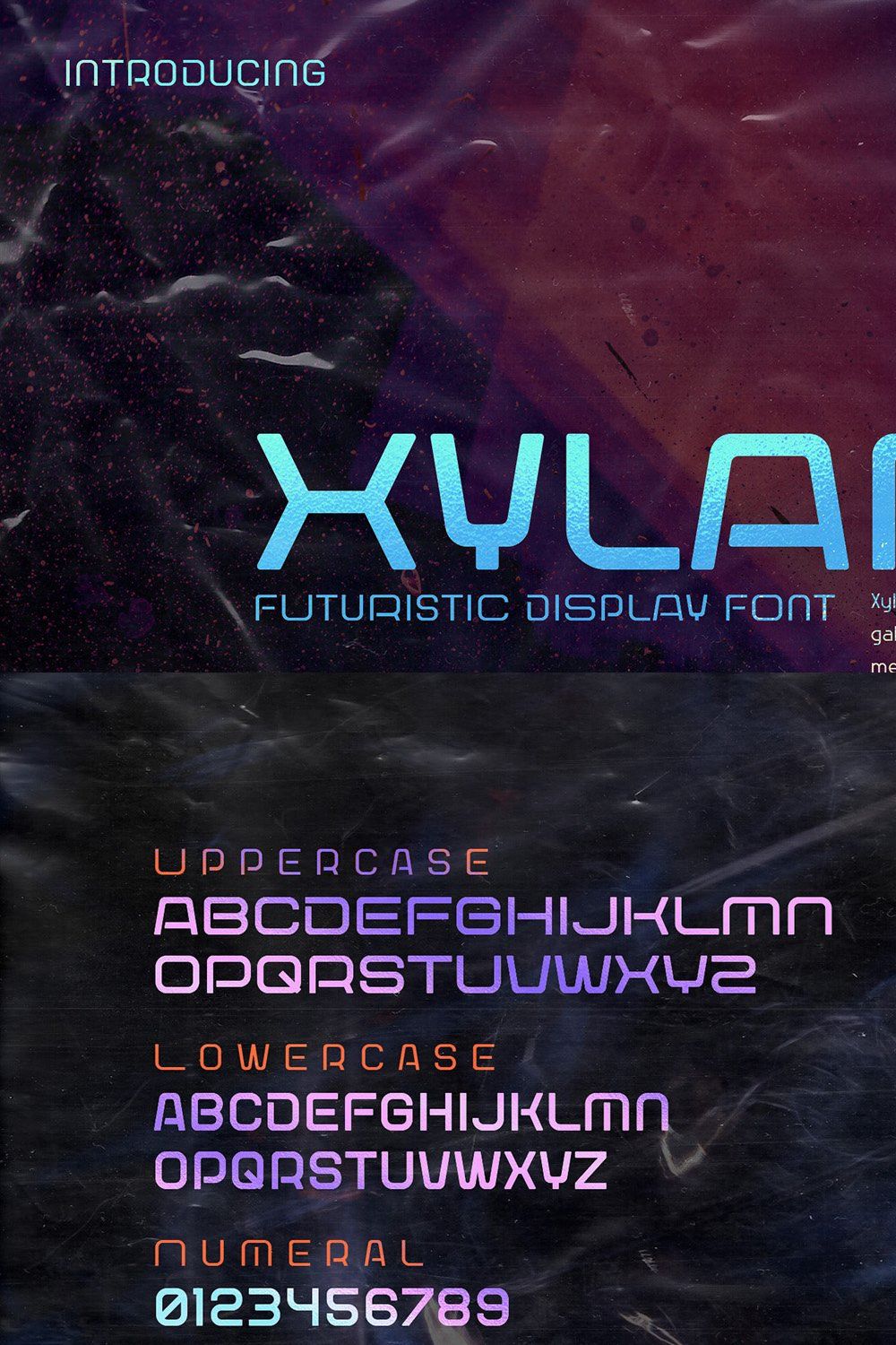 Xylarion – Futuristic Font pinterest preview image.