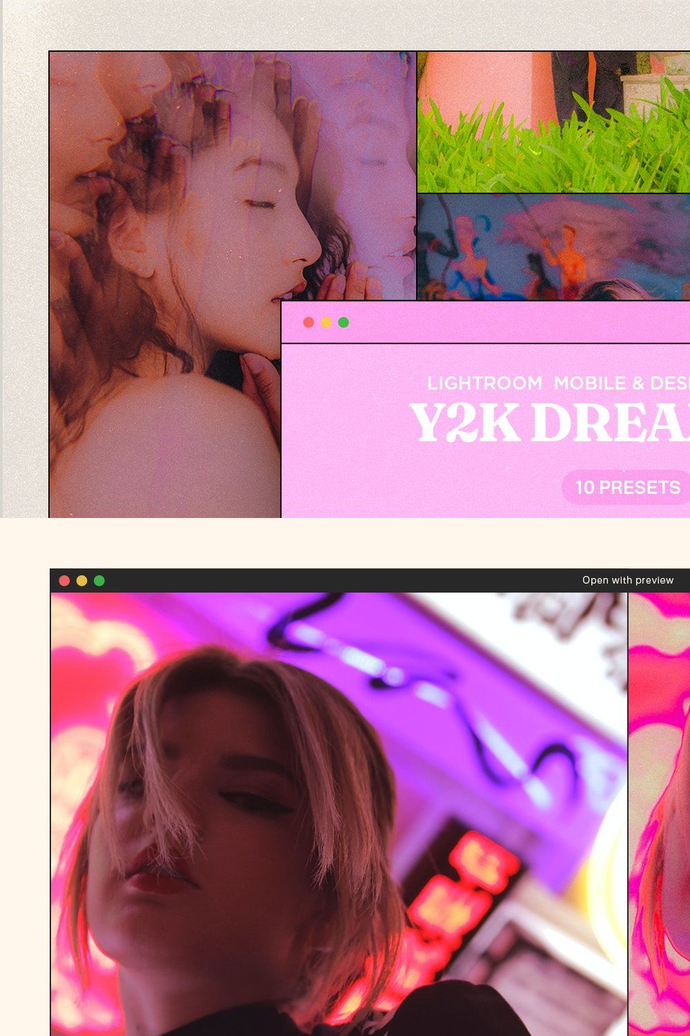 Y2K Dreamy Lightroom Presets pinterest preview image.