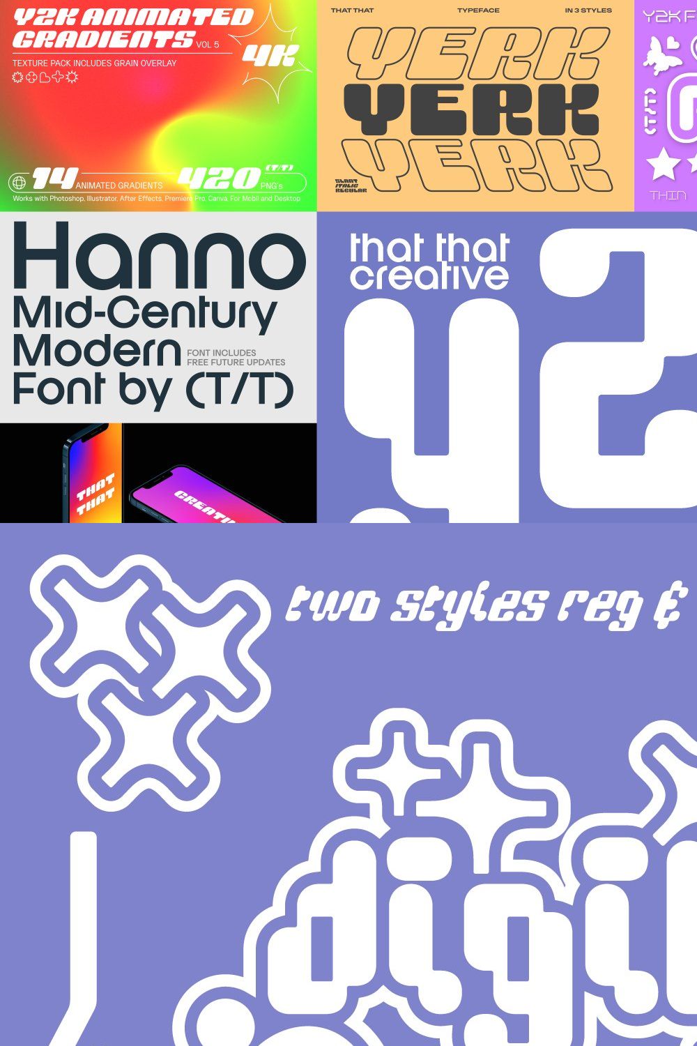 Y2K Font Bundle pinterest preview image.
