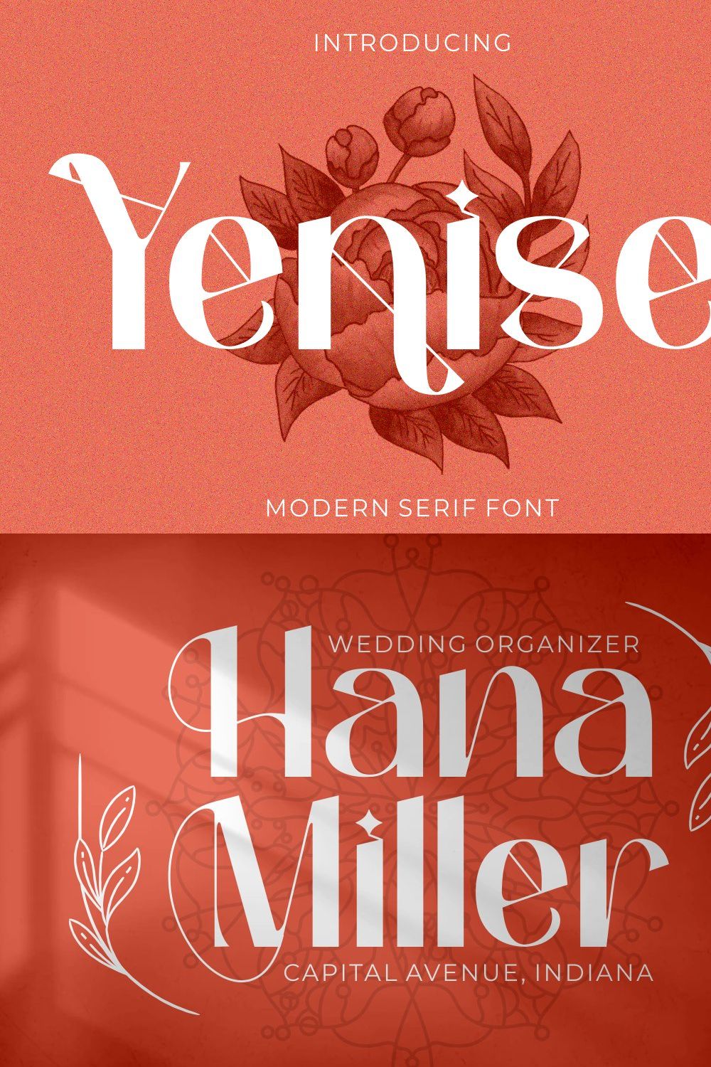 Yenisei - Modern Serif Font pinterest preview image.