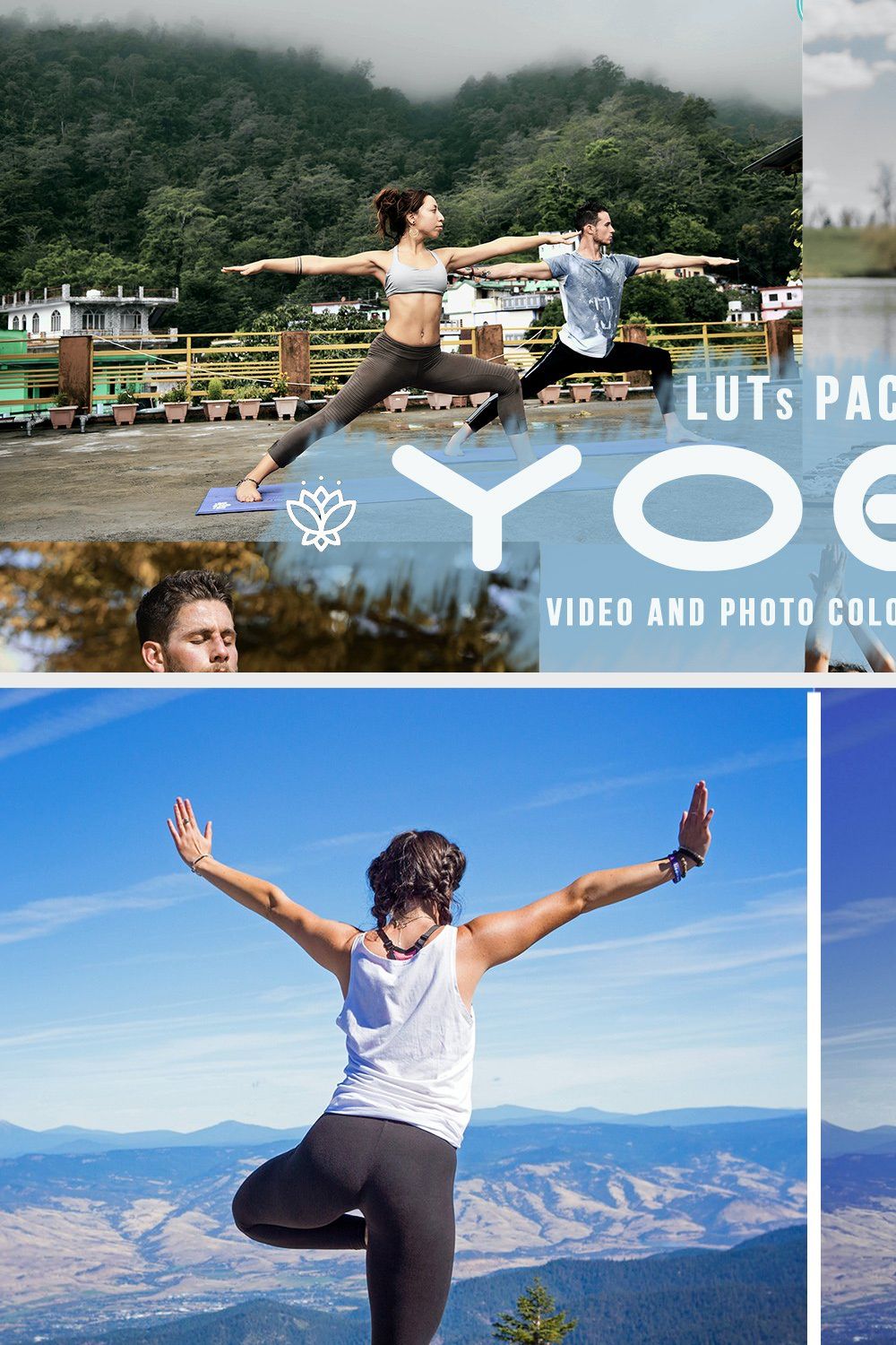 Yoga LUTs | 11 Yoga looks for video pinterest preview image.