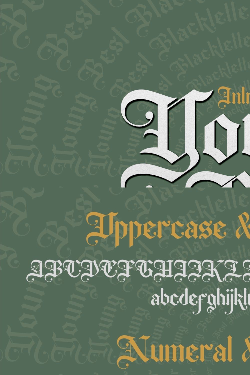 Young Best - Blackletter Font pinterest preview image.