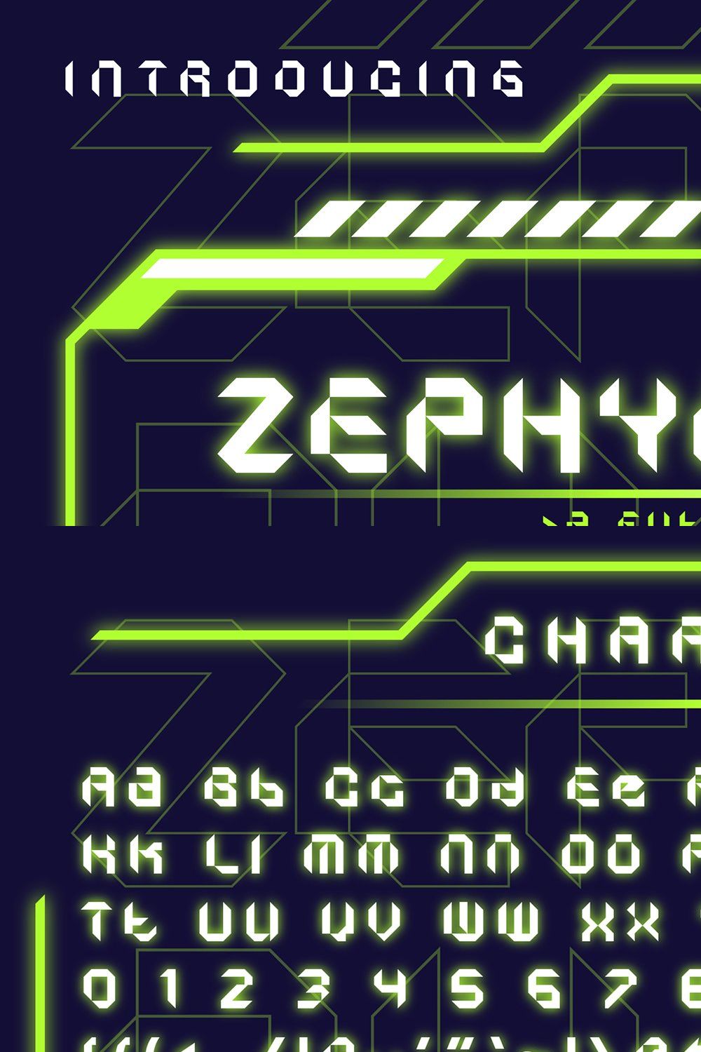 Zephyrust – Futuristic Font pinterest preview image.