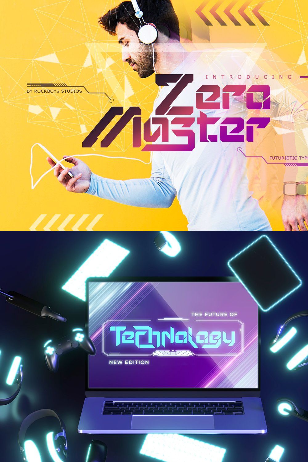 Zero Master - Technology Font pinterest preview image.