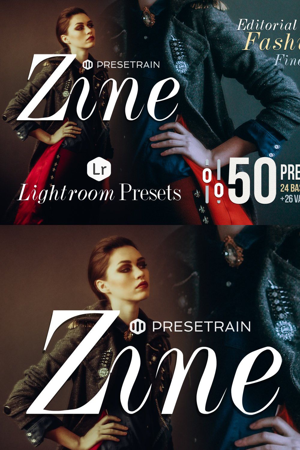 Zine - 50 Fashion Lightroom Presets pinterest preview image.