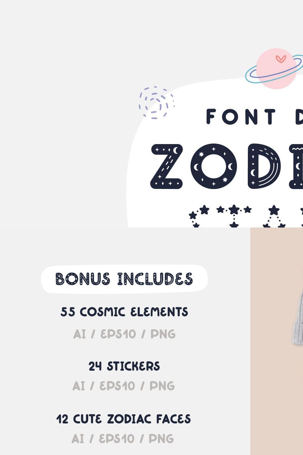 Zodiac Stars Font duo pinterest preview image.