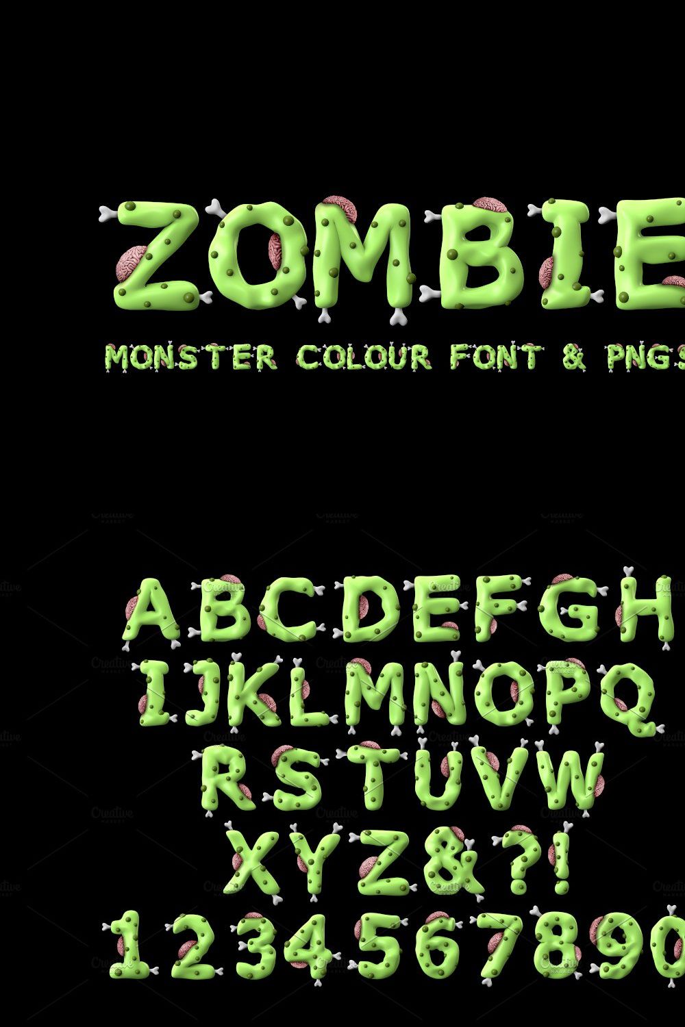 Zombie colour font pinterest preview image.