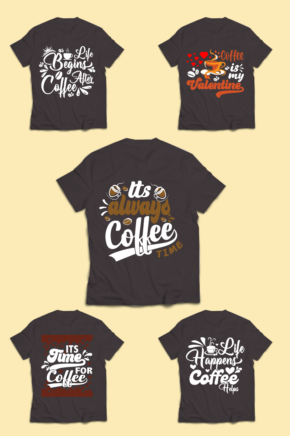 It\\\'s Always Coffe Time Typography T-Shirt Design pinterest preview image.