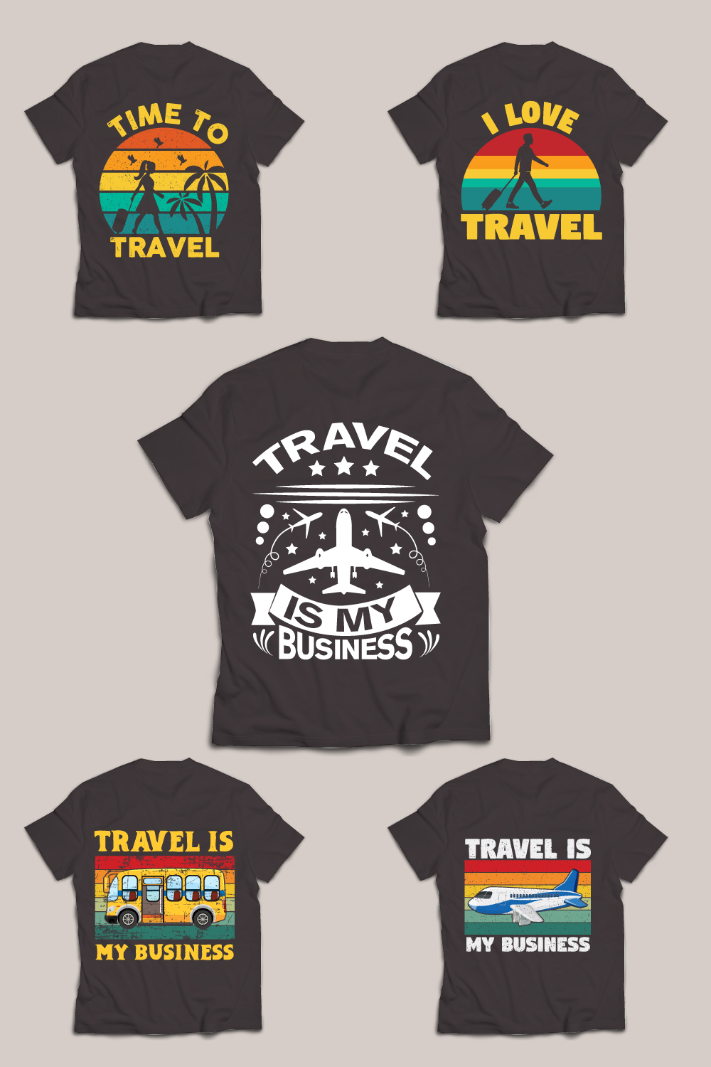 Travel Is My Business Typography T-Shirt Design pinterest preview image.
