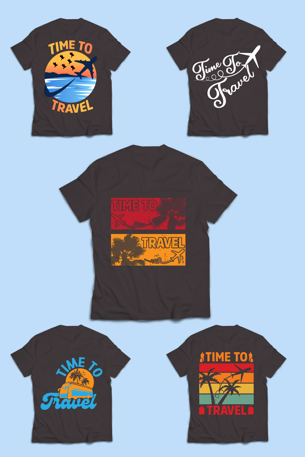 Time To Travel Typography T-Shirt Design pinterest preview image.