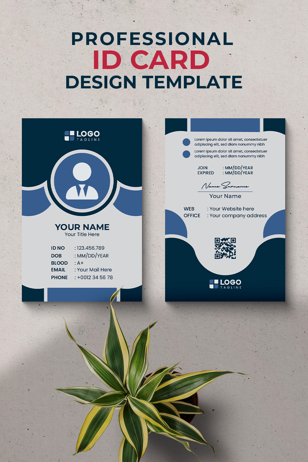 Professional Creative Modern Unique Id Card Design Template pinterest preview image.