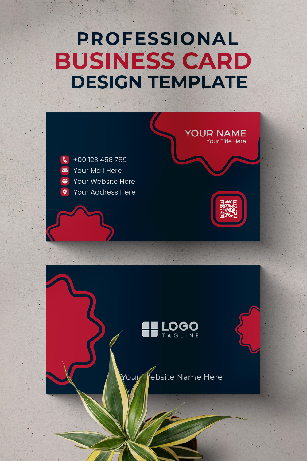 Professional Creative & Modern Unique Business Card Design Template pinterest preview image.