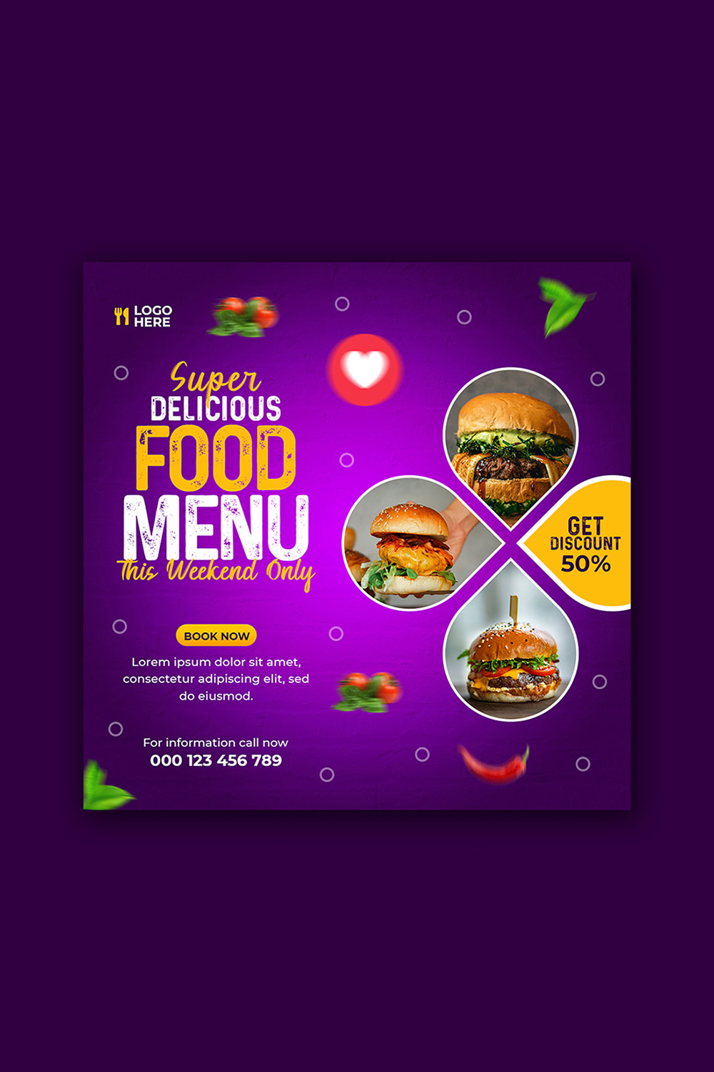 Trendy Food and restaurant social media Banner post template Only-$2 pinterest preview image.