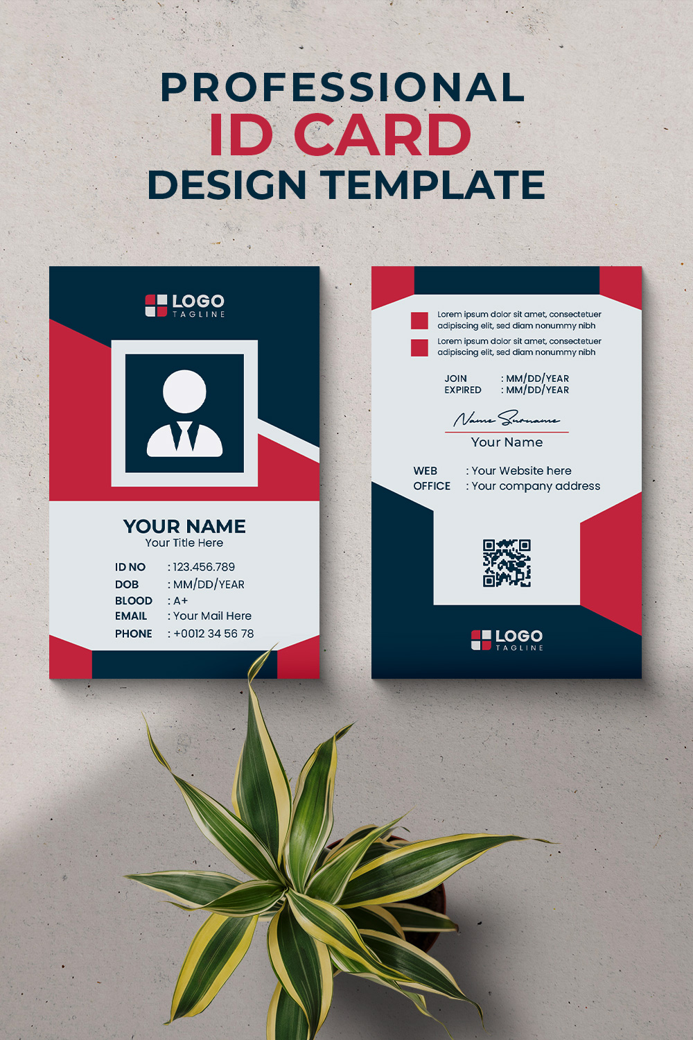 Professional Creative Modern Unique Id Card Design Template pinterest preview image.