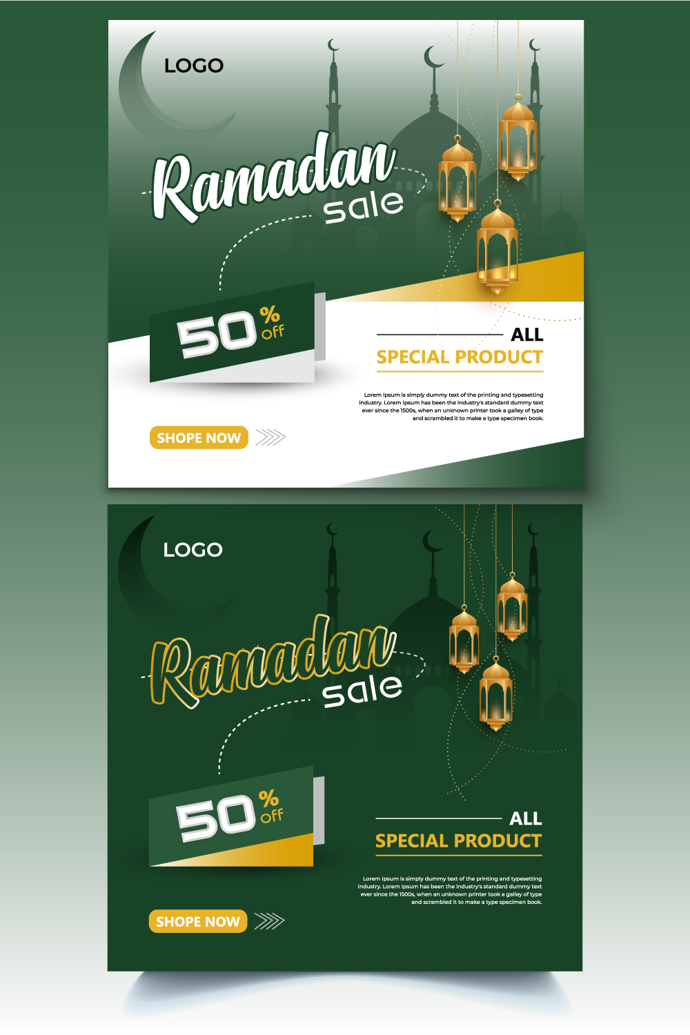 Ramadan sale social media post template Featureg pinterest preview image.