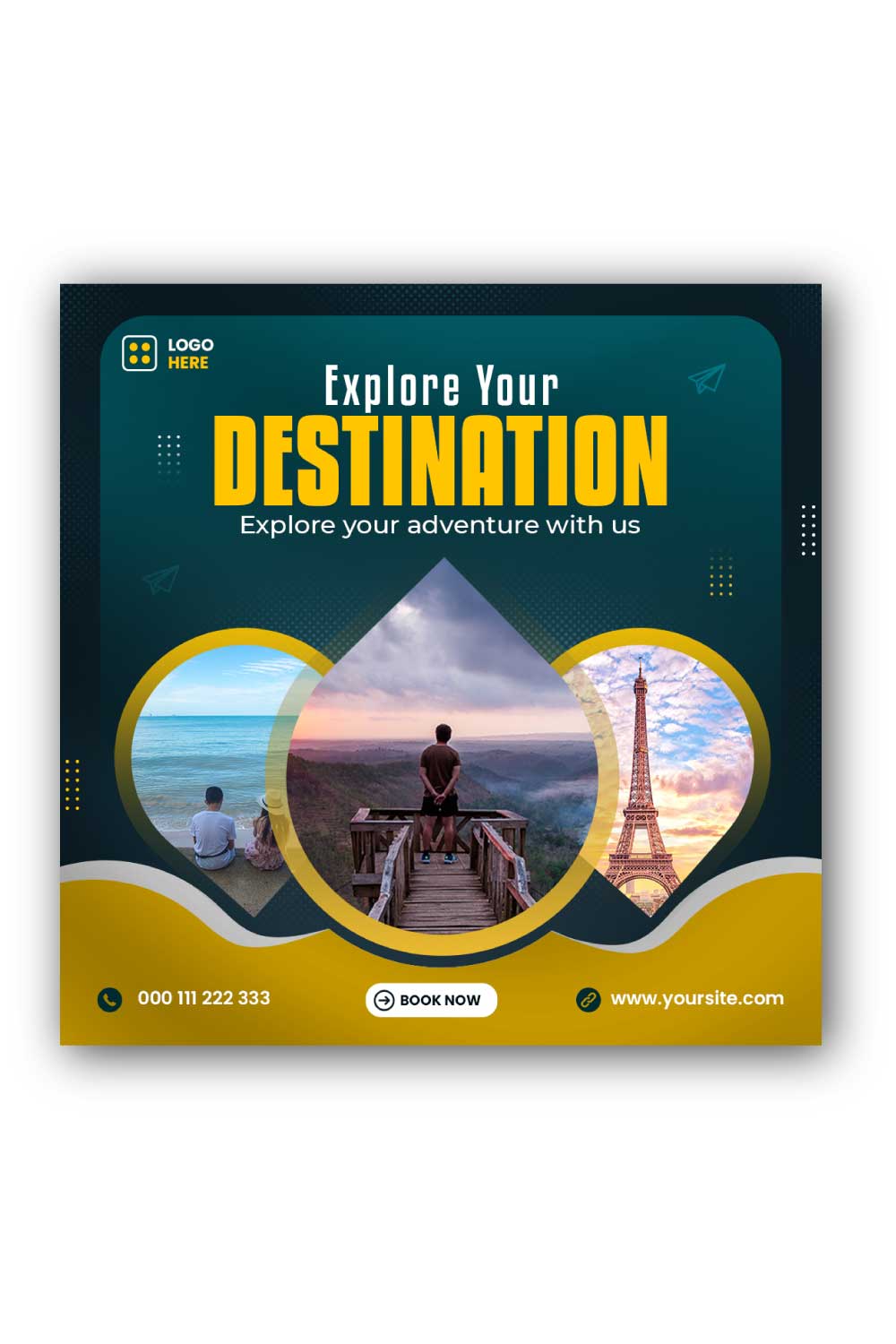 Travel Social Media Instagram Post Template pinterest preview image.