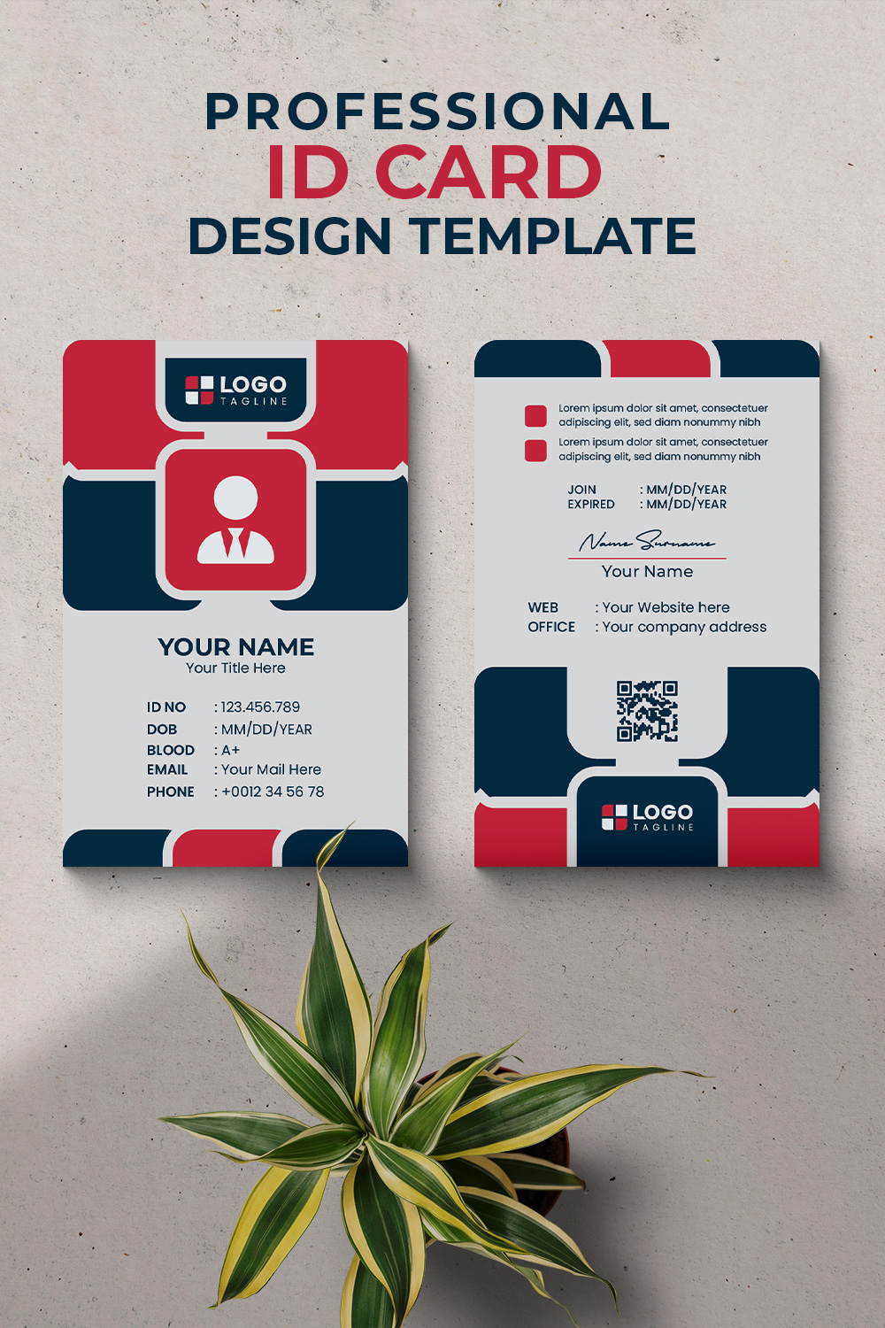 Professional Creative Modern Unique Id Card Design Template pinterest preview image.