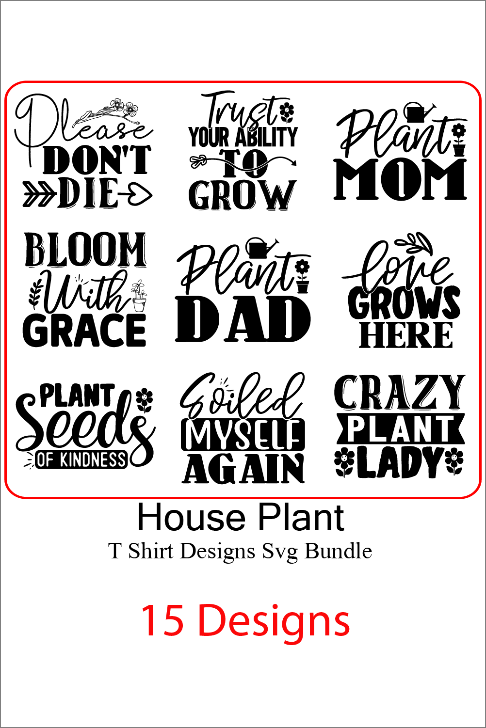 House Plant T Shirt SVG Designs pinterest preview image.