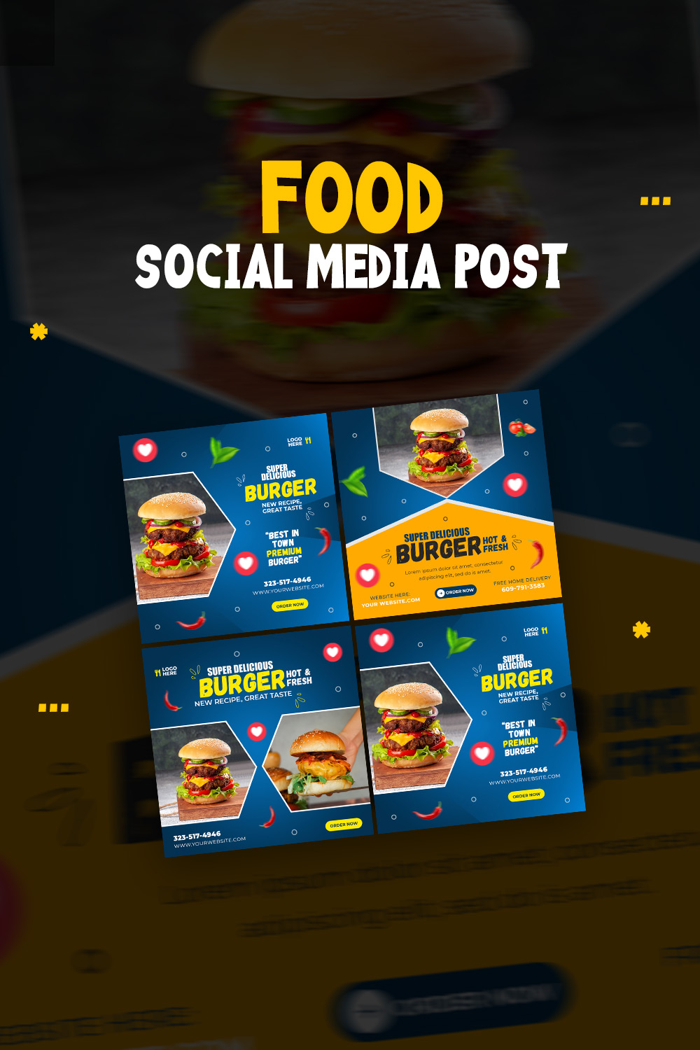 3+ Beautiful food and restaurant social media Banner post templates -only $2 pinterest preview image.