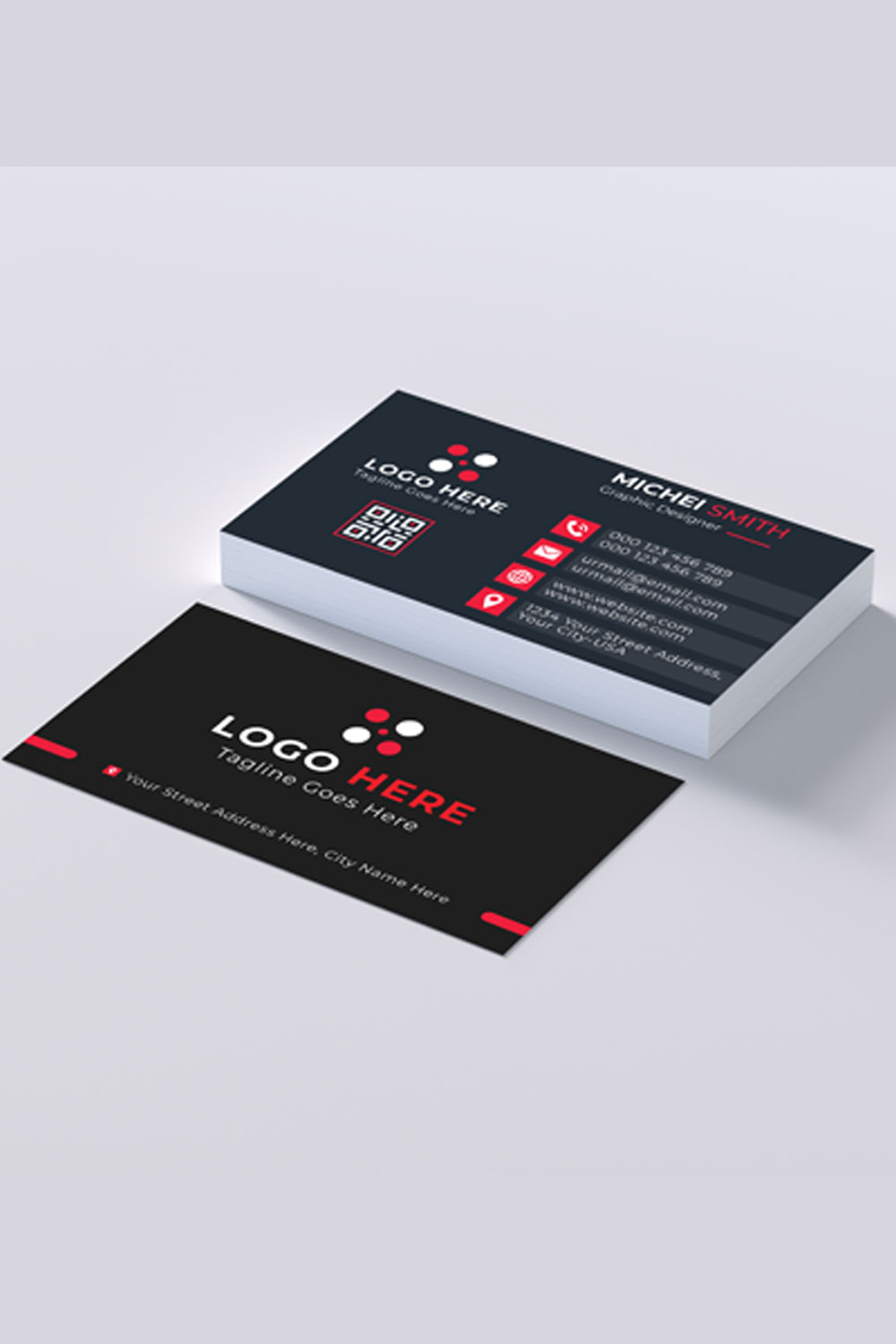 Modern Business Card Template Design pinterest preview image.