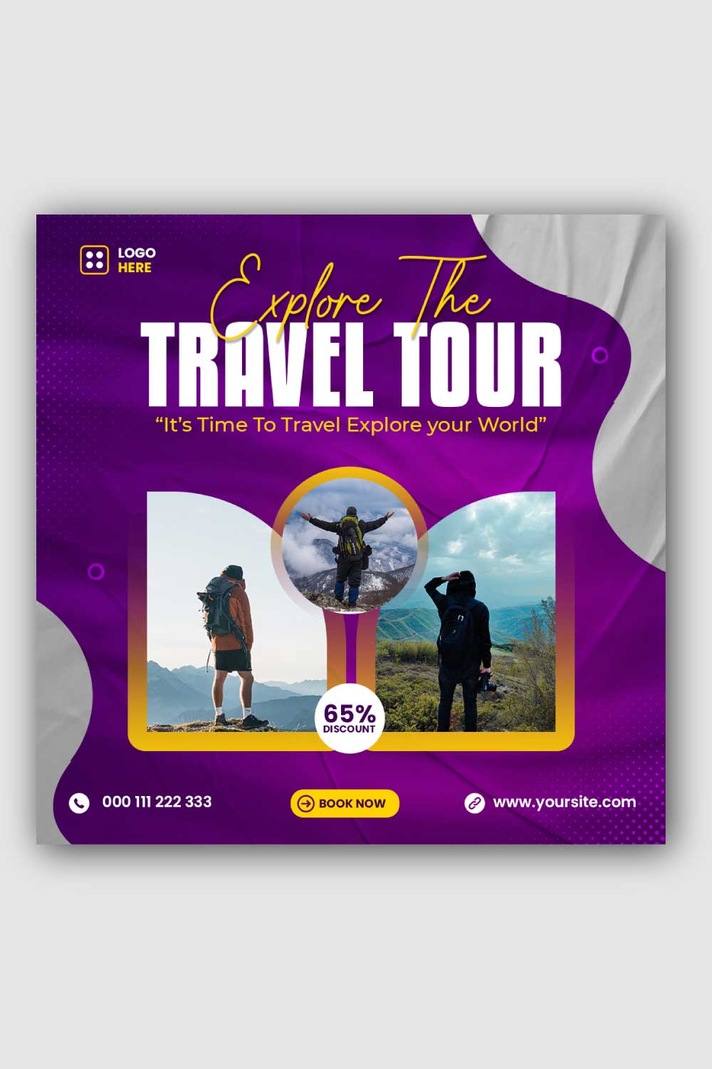 Travel Social Media Instagram Post Template pinterest preview image.